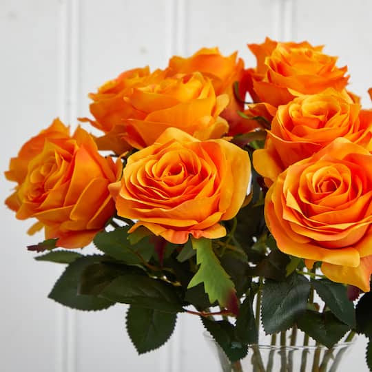18" Blooming Orange Yellow Roses in Decorative Vase | Michaels 18" Blooming Orange Yellow Roses in Decorative Vase | Michaels